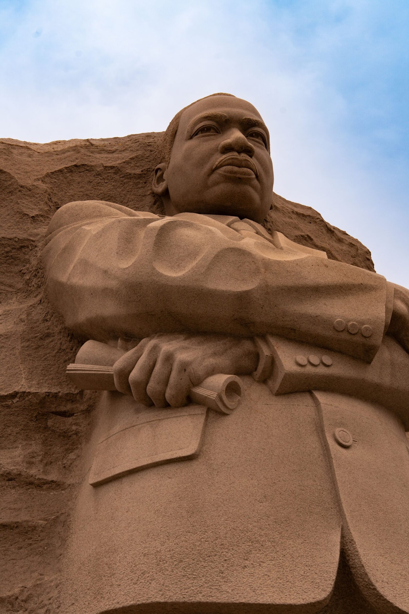 Close-up of the Martin Luther King Jr. Memorial statue in Washington, D.C., emphasizing determination and legacy.